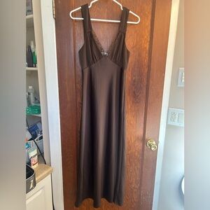 WORN ONCE | Wayf Chocolate Brown Lace Trim Dress